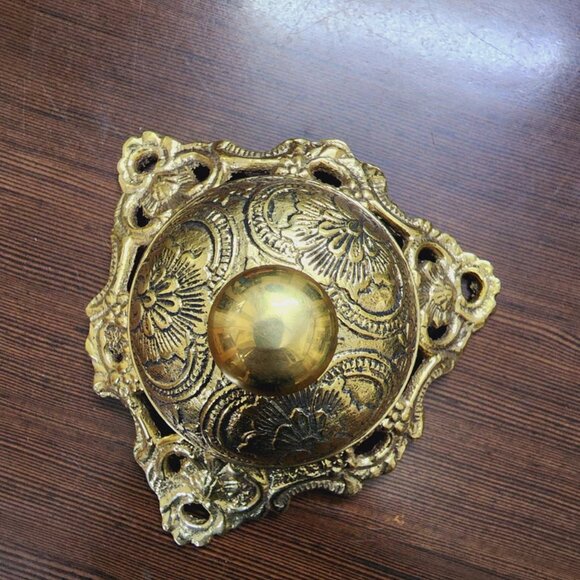 Embossed Shiny Brass Table Desk Bell for Hotels and Reception Spaces - Picture 3 of 3